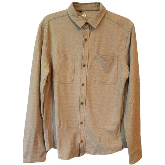 VRST Long-Sleeve Button-Down Brown/Beige Herringbone Men's Shirt Small NWOT - Picture 1 of 10
